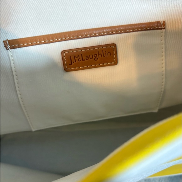 NWT J.McLaughlin Harper Clear Yellow Stripe Tote Stadium Beach Bag Rope - Picture 9 of 12